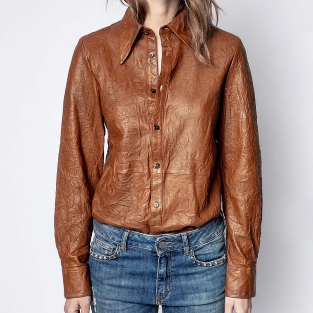 Zadig & Voltaire crinkled leather Shirt size 40